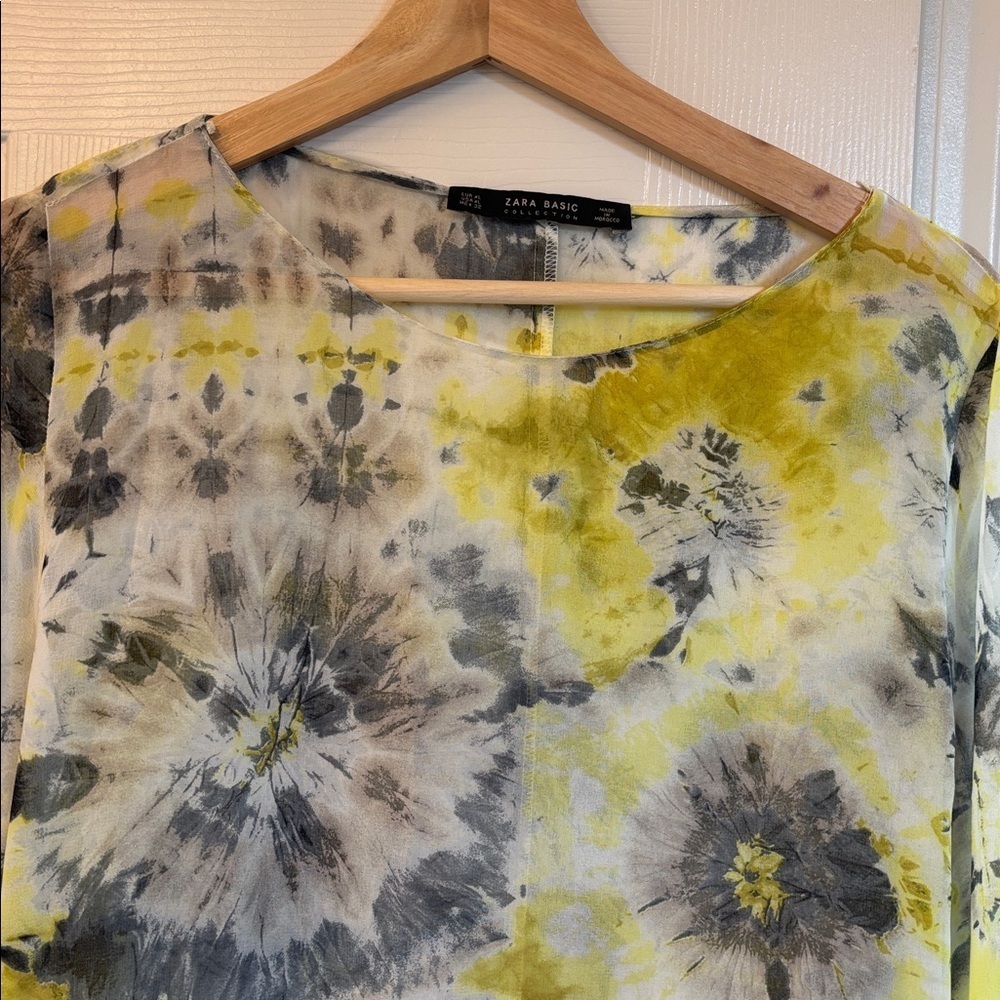 Zara Vintage Y2K Women's Tie-Dye Long Sleeve Sheer Top - Picture 3 of 5